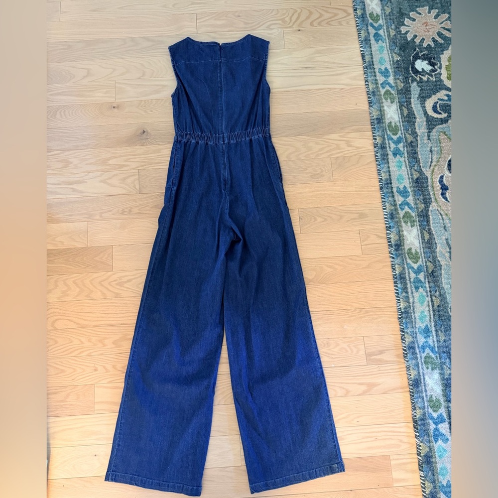 Mixed by Nasrin Boatneck Jumpsuit in Denim Blue XS Stretch Wide Leg $175 - Picture 9 of 11